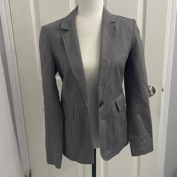 Mexx Jackets & Blazers - Women’s Mexx Cotton Blend Blazer 2 Pockets Fitted Grey Sz 38